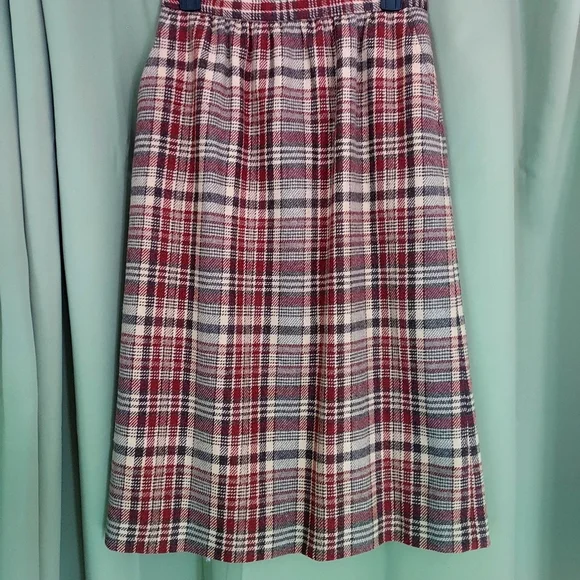Vintage Plaid High-waisted Midi Skirt Suburban Separates by County Miss - Picture 8 of 9